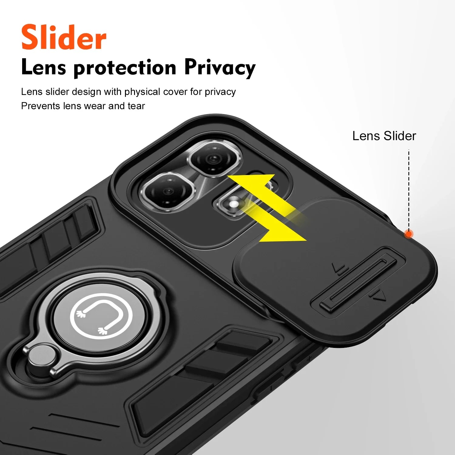 Rugged Armor Shockproof Phone Case For Infinix Smart 9 X6532 Hot 50i X6531 X6531B Sliding Window Metal Ring Holder Back Cover - Caseverse