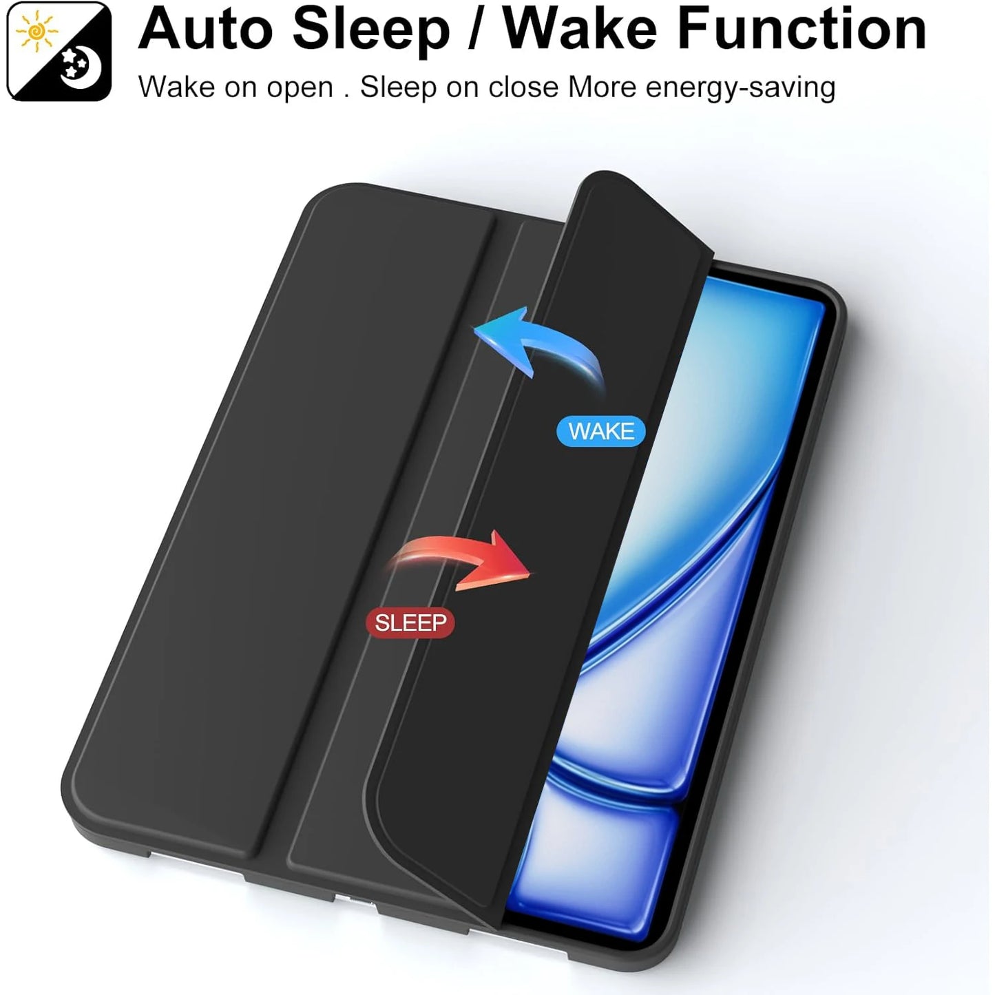 Tablet Case For iPad Air 11 2024 6th Gen Tri-fold Cover For iPad A2902 A2899 A2900 Filp Stand Tablet Cases Silicone Back Shell