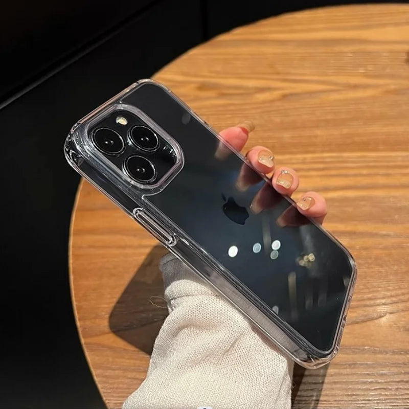 Luxury Transparent Soft Acrylic Phone Case For iPhone 16 15 14 13 12 11 Pro Max XS X XR 7 8 Plus Mini Shockproof Bumper Cover - Caseverse