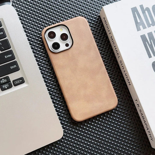 Luxury Business Vintage Leather Magnetic Phone Case for IPhone 16 Plus 15 14 13 12 Pro Max Metal Camera Frame Shockproof Cover Caseverse