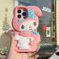 3D Kawaii Cute Cartoon Japan Sanrio Melody Phone Case For iPhone 16 15 Pro 14 13 12 Pro Max Cases Shockproof Soft Silicone Cover - Caseverse
