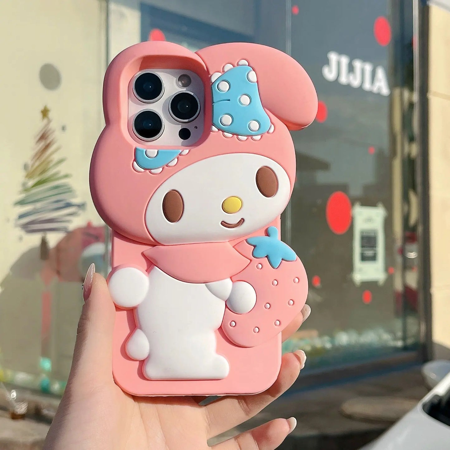 3D Kawaii Cute Cartoon Japan Sanrio Melody Phone Case For iPhone 16 15 Pro 14 13 12 Pro Max Cases Shockproof Soft Silicone Cover - Caseverse