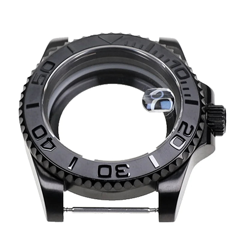 Black Yacht Design Style watch Case with Sapphire Crystal Water Resistant for NH35 Nh36 Automatic Mechanical Movement Watch Case