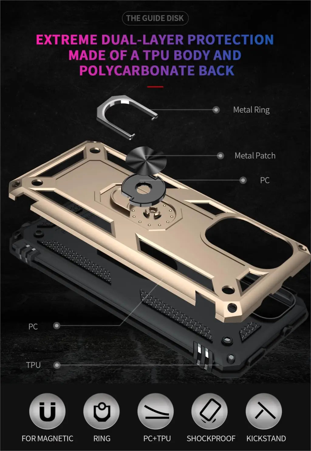 Cover Case for POCO F3 Armor Rugged Military Shockproof Ring Holder Magnet Phone Case for Xiaomi POCO F3 F 3 5G - Caseverse