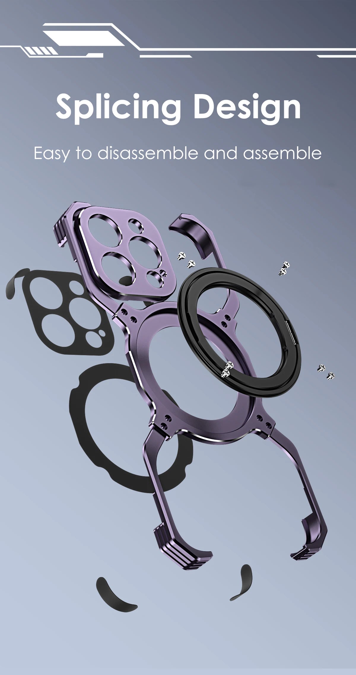 Metal Rimless Magnetic MagSafe Phone Case For iPhone 13 14 15 Pro Max 360Rotating Stand Shell Metal Bumper Lens Protection Cover