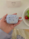 The Blue Polka Dot + Ring Is Suitable for Apple for Airpodspro2 Case/For Airpodspro Case/For Airpods4 Case/For Airpods3 Case/For Airpods2 Case/Fashion Earphone Case/Simple Earphone Case Caseverse