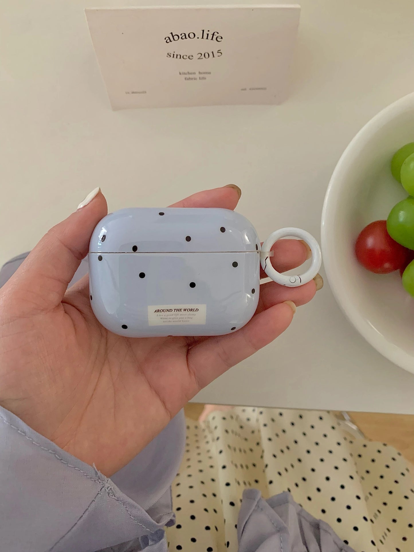 The Blue Polka Dot + Ring Is Suitable for Apple for Airpodspro2 Case/For Airpodspro Case/For Airpods4 Case/For Airpods3 Case/For Airpods2 Case/Fashion Earphone Case/Simple Earphone Case Caseverse