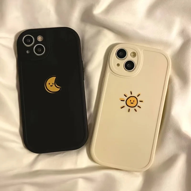 Simple Sun Moon Phone Case For iPhone 14 Plus 7 8 X XS XR 11 12 13 Pro Max Silicone Cases Cover Caseverse