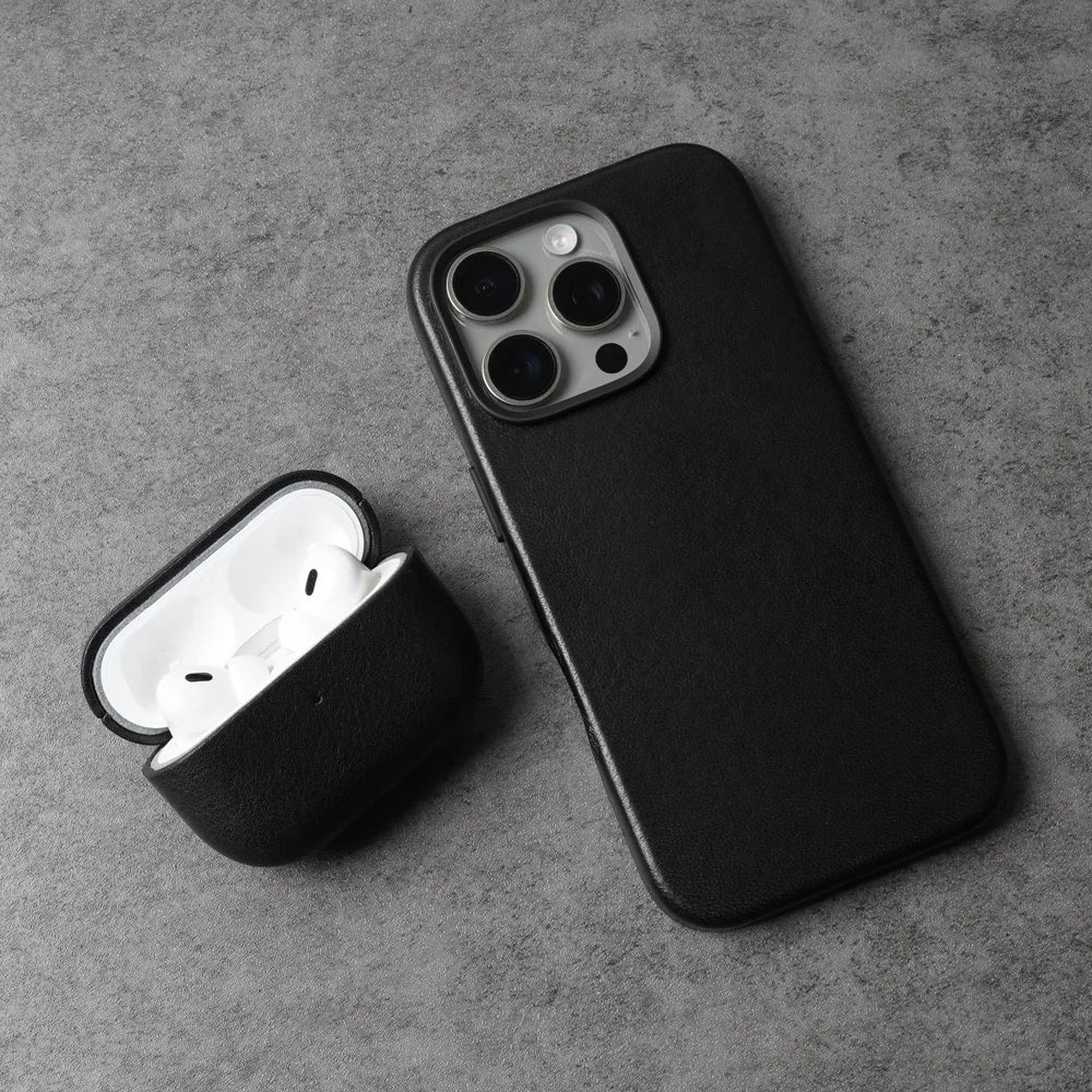 YMW Magnetic Genuine Leather Case for iPhone 16 Pro Max 15 14 Personality Cowhide Magnetic Phone Cover - Caseverse