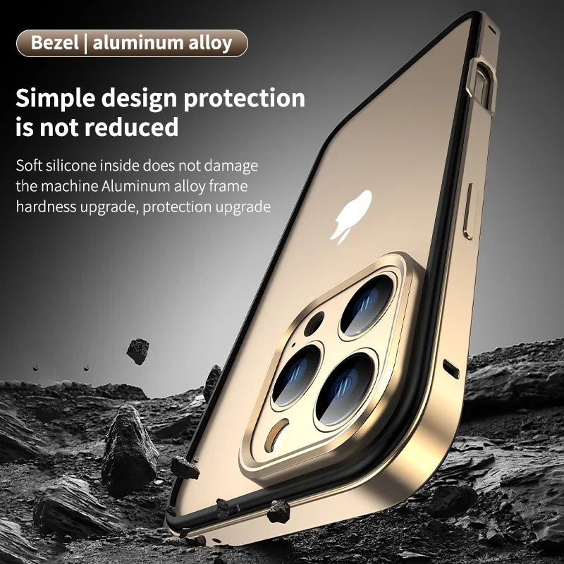 Camera Protection + Hybrid Silicone Frame Aluminum Metal Phone Case For iPhone 16 15 14 13 Pro Max Better Heat Bumper Caseverse