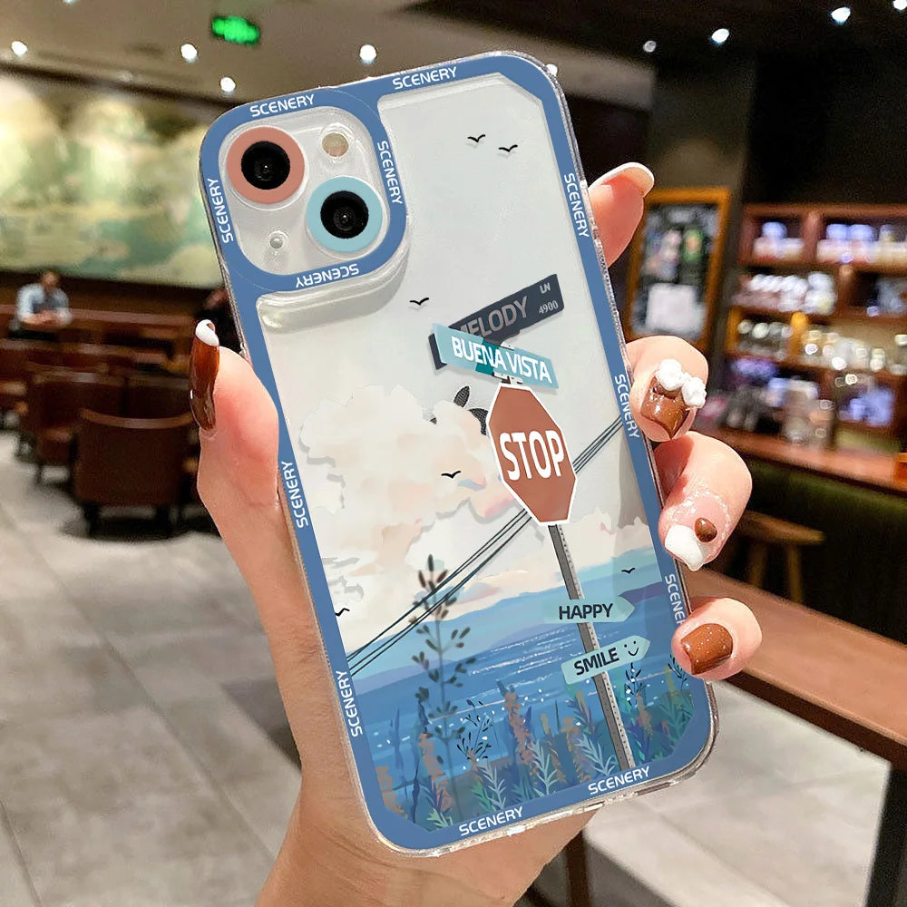 Scenery Sunset Phone Case For IPhone 11 14 12 13 Pro Max iphone11 14promax XR XS Max X 7 8 Plus SE 2020 Shockproof Clear Cover - Caseverse