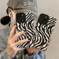 Fashion Zebra Stripes Silicone Case For iPhone 15 12 13 14 Plus 11 16 Pro Max Mini X XS XR 7 8 SE Soft Leather Shockproof Cover - Caseverse