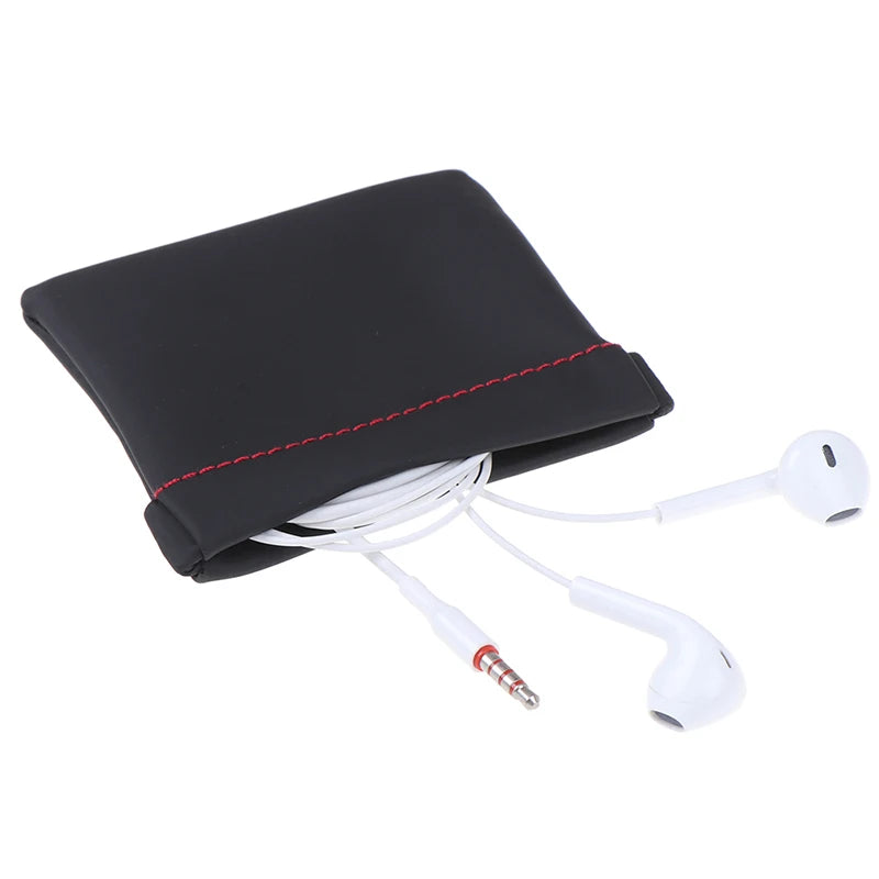 New Black Mini Hard Headphone Case Portable Earbuds Pouch box PU Leather Earphone Storage Bag Protective USB Cable Organizer Caseverse