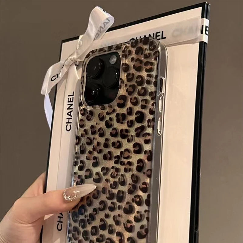 Luxury Stylish Leopard Print Phone Case For iPhone 16 15 14 Pro Max 13 12 11 XS X XR 7 8 Plus SE 2022 Shockproof Soft Back Cover - Caseverse