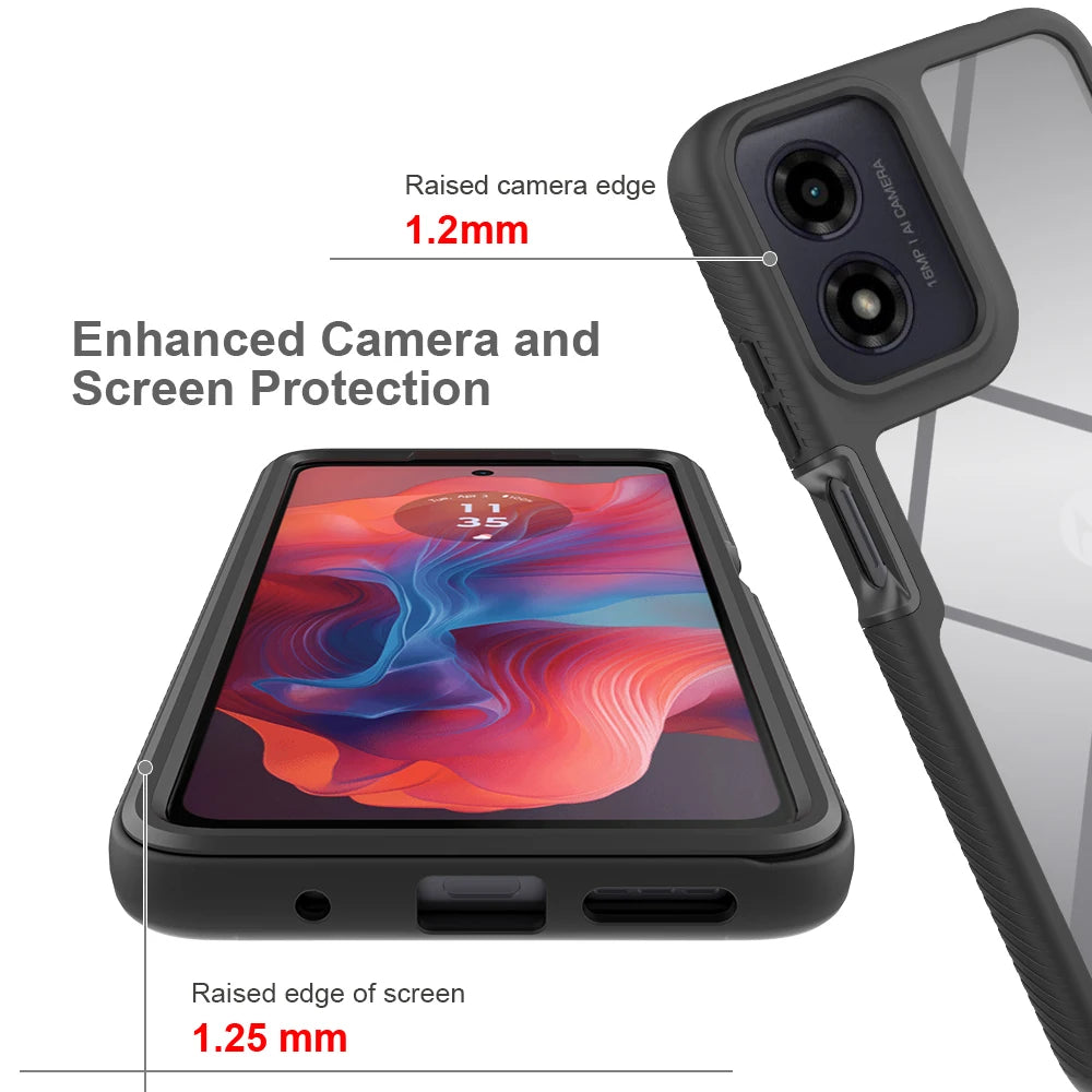 Moto G24 Shockproof Clear Case Built in Screen Protector Full Body Rugged Defender Cover for Motorola G04/G04S Case - Caseverse