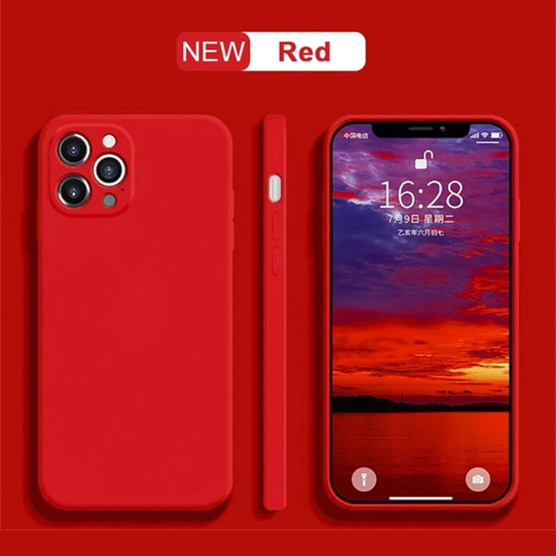 Luxury Liquid Silicone Shockproof Case for iPhone 14 15 Plus X XS XR Max Mini Back Soft Cover - Caseverse