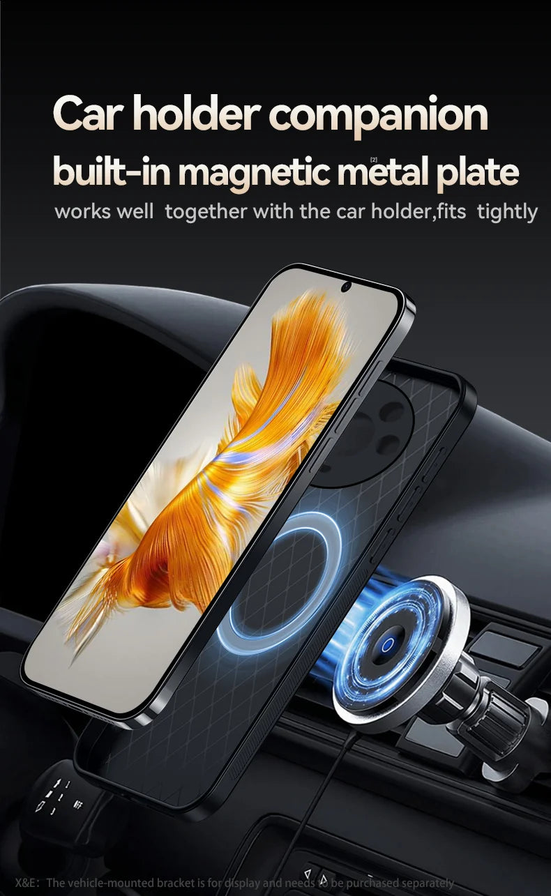 For Honor Magic4 Pro Build-in Magnet Metal Plate Car Holder Phone Case Honor Magic 4 Pro 4Pro Magic4 Silicone Leather Back Cover