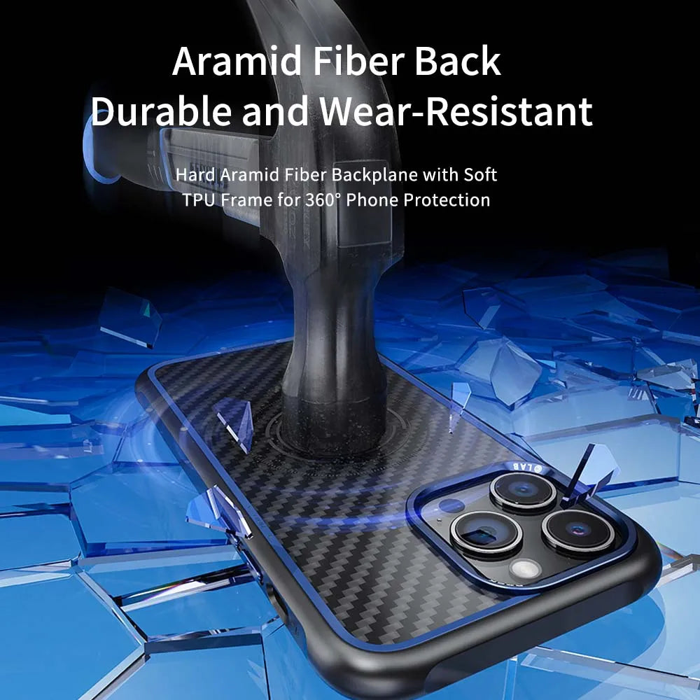 ROCK Kevlar Magnetic Case for iPhone 15 Pro Max Metal Lens Military Grade Shockproof Cover for iPhone 15 Compatible with MagSafe - Caseverse