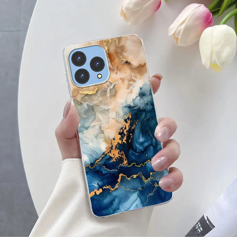 For Cubot P80 Case 2023 Luxury Phone Case For Cubot P80 6.58" Marble Butterfly Flower Clear Soft Silicone TPU Protective Cover - Caseverse