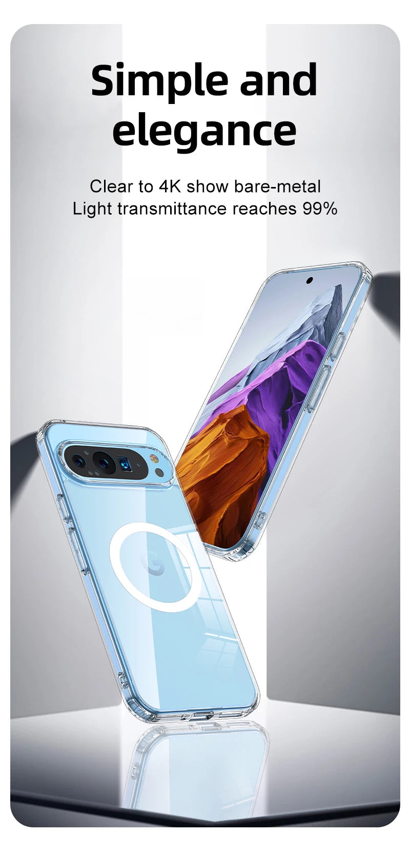 For Google Pixel 9 Pro XL 8 7 Pro 8a 7a Magsafe Case Matte White & Clear Wireless Charging Shockproof Magnetic Armor Cover Caseverse