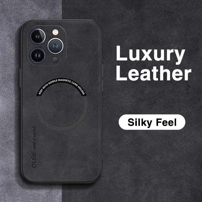 Magnetic For Magsafe Leather Case For iPhone 15 14 Pro Max 14pro 12 13 Pro Max 11 16 Luxury Wireless Charge Shockproof Cover Caseverse