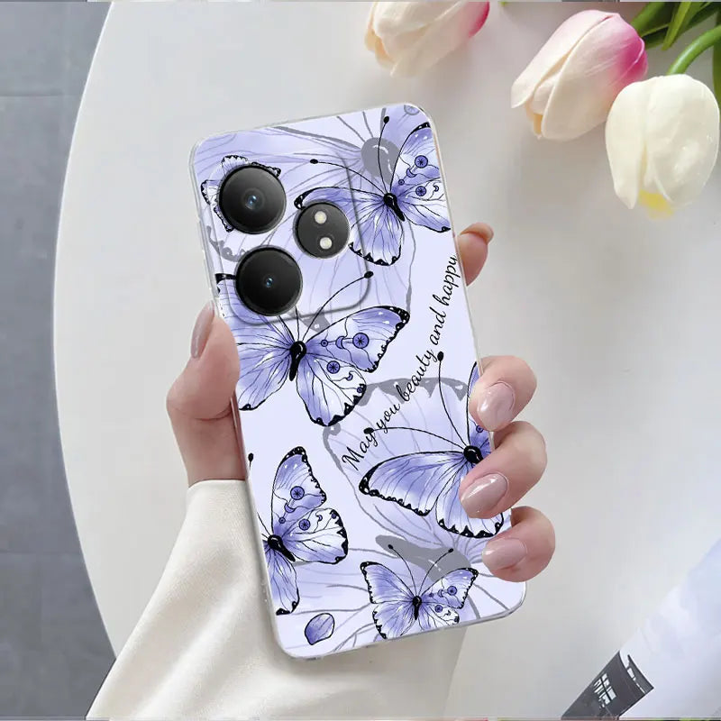 For Realme GT Neo 6 SE Neo6 6T Case Luxury Phone Case For Realme GT Neo6 SE Marble Flower Clear Soft Silicone Protective Cover - Caseverse