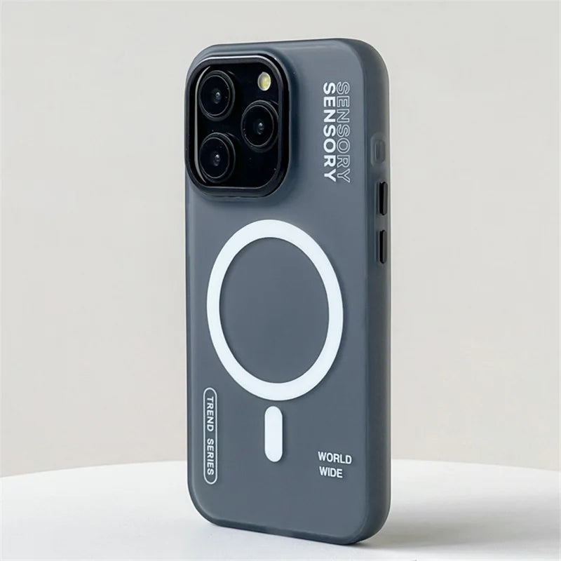 For Magsafe Wireless Charge Cases For iPhone 16 13 12 14 15 Pro Max Matte Magnetic Trendy Shockproof Armor Case Metal Lens Cover - Caseverse