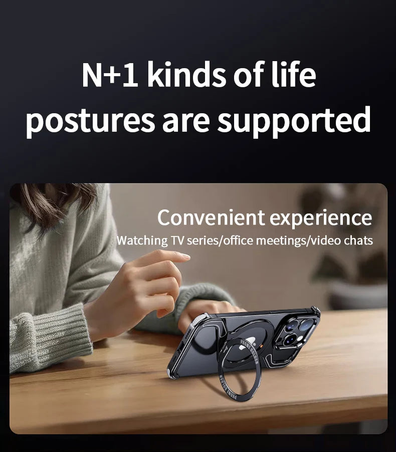 Shockproof Phone Case Z Shape Metal Frame for iPhone 16 Pro 15 14 13 Pro Max Plus Full Aluminium Alloy Magnetic Bracket Cases Caseverse