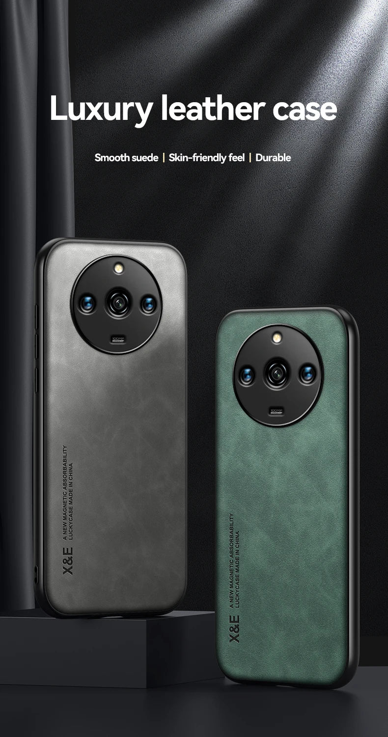 For Realme 11 Pro Plus Case Luxury Leather With Metal Plate Phone Cases For Realme 11 11Pro+ 5G Car Magnetic Holder Back Cover - Caseverse