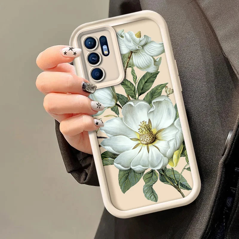 Flower Painted Phone Case For Oppo Reno 6 Pro Plus 5G Reno6 Silicone Anti Drop Soft Cover Funda - Caseverse