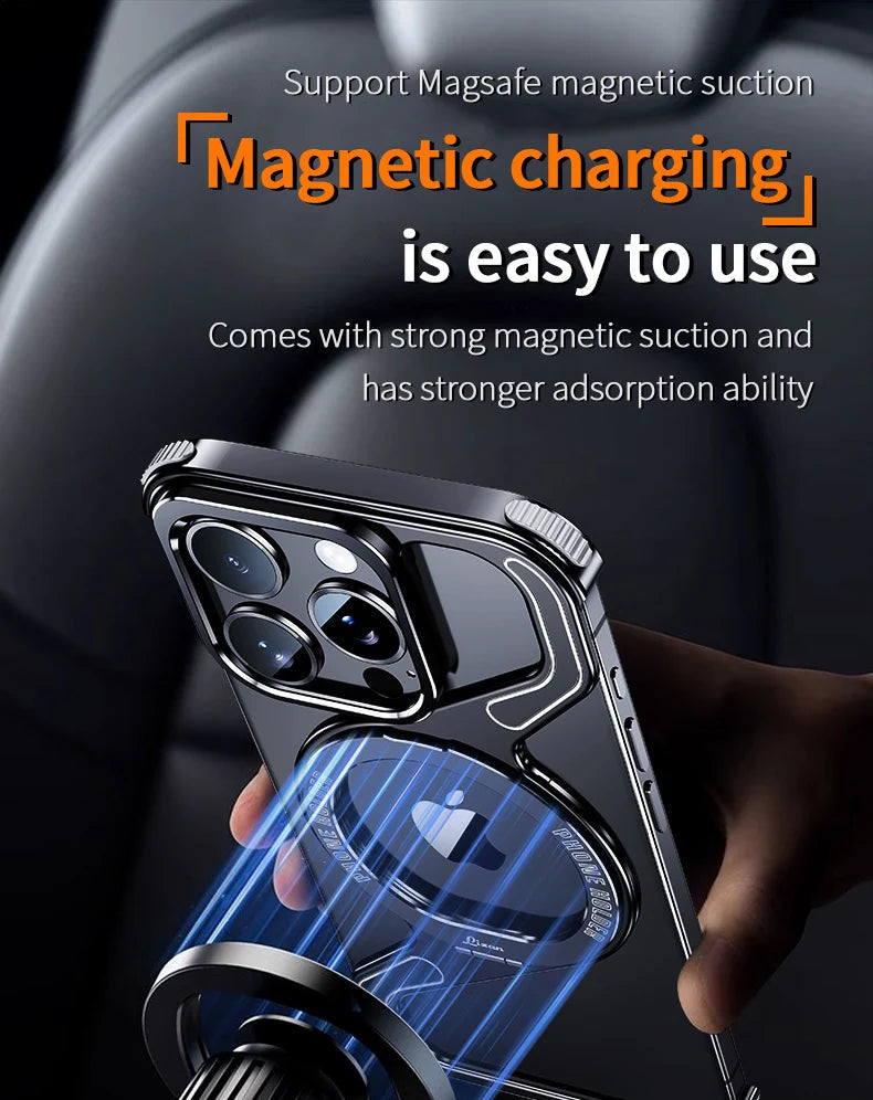 Shockproof Phone Case Z Shape Metal Frame for iPhone 16 Pro 15 14 13 Pro Max Plus Full Aluminium Alloy Magnetic Bracket Cases Caseverse