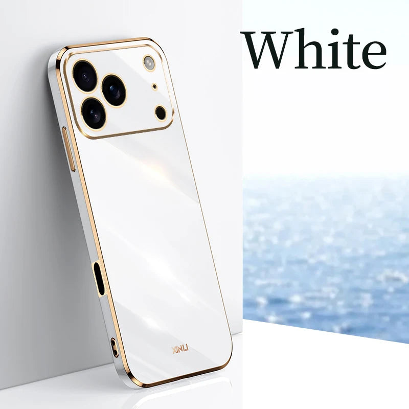 Solid Plating Phone Case For iPhone 17 Pro Max 17 Air 16e 16 Pro Max 16Plus 17Pro Max Cover Soft Silione Shockproof Cases Bumper