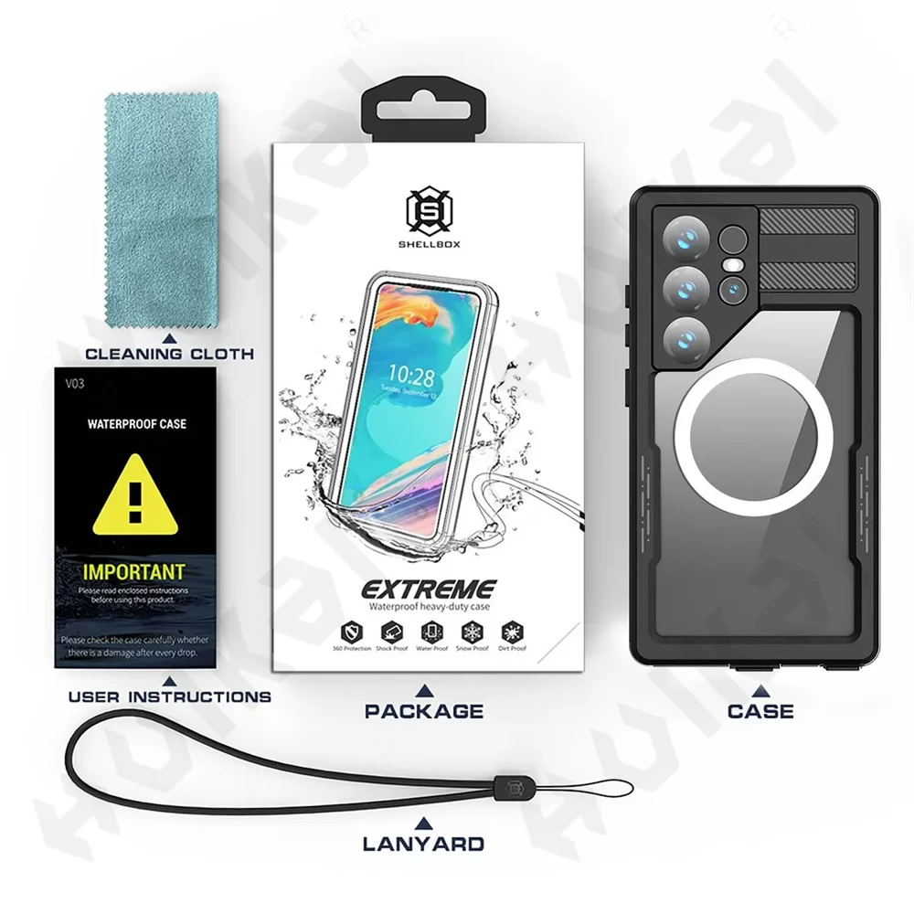 Case For Galaxy S25 S24 S23 Ultra Plus Waterproof Shockproof IP68 Underwater Built Screen Protector Anti-Scratch 360 Cover - Caseverse