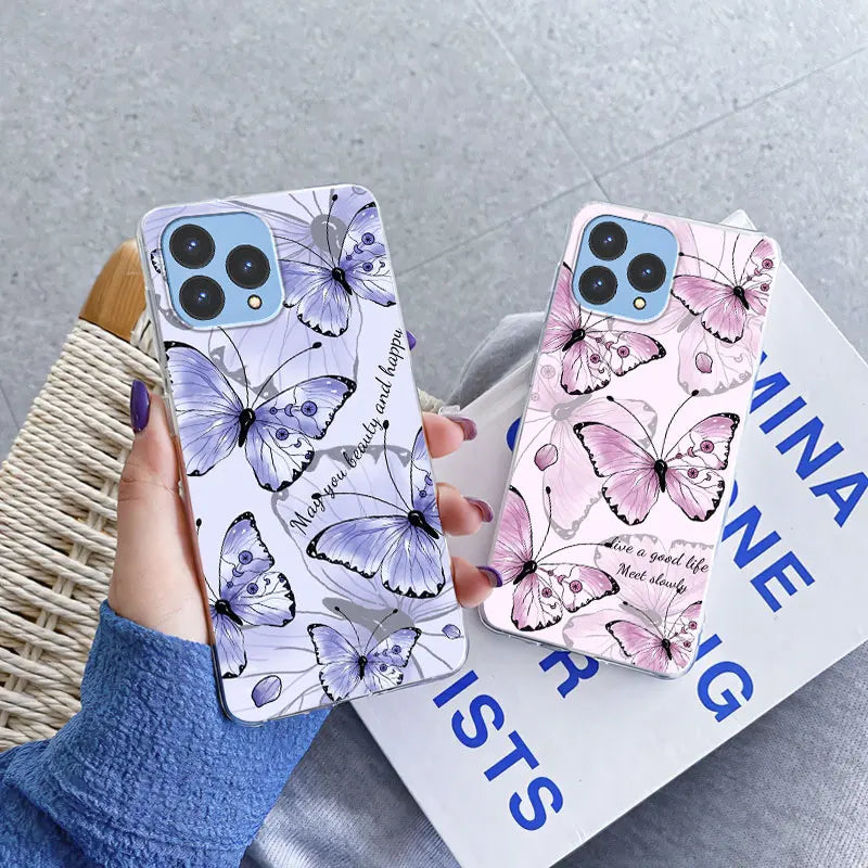 For Cubot P80 Case 2023 Luxury Phone Case For Cubot P80 6.58" Marble Butterfly Flower Clear Soft Silicone TPU Protective Cover - Caseverse