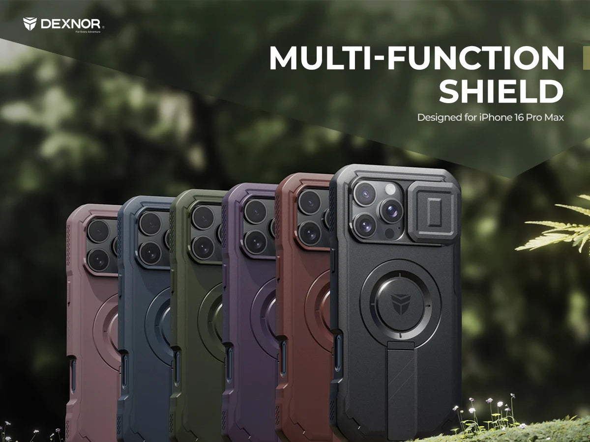 For iPhone 16 Pro Max Rugged Armor Shockproof Case with Built-in Sliding Camera Cover and Built-in Screen Protector Kickstand - Caseverse