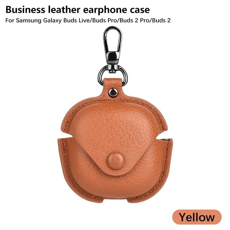 Luxury Leather Case For Samsung Galaxy Buds 2 Pro Buds Live Buds FE Case Bluetooth Wireless Headphones Protective Cover Keychain Caseverse