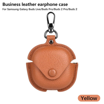 Luxury Leather Case For Samsung Galaxy Buds 2 Pro Buds Live Buds FE Case Bluetooth Wireless Headphones Protective Cover Keychain Caseverse