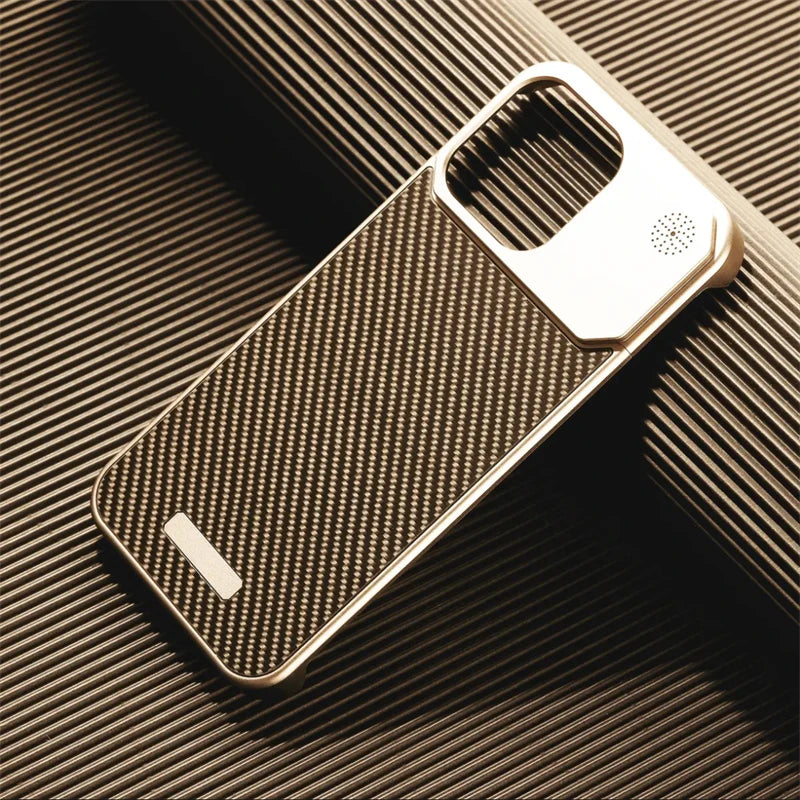 Luxury Forged Carbon Fiber Magsafe Phone Case For iPhone 16 16pro 15 Pro Max Wireless Charging Metal Frameless Shockproof Cover - Caseverse