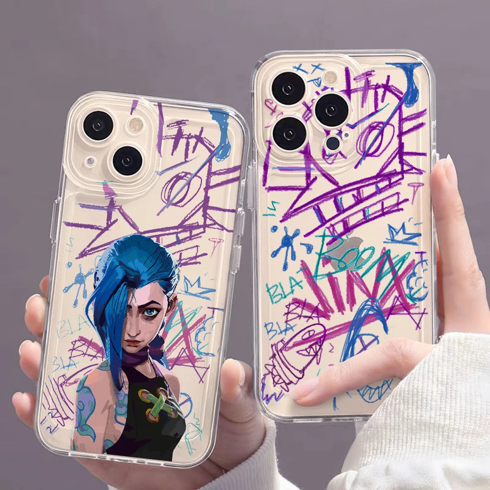 Graffiti Jinxs Phone Case for Samsung Galaxy S24 S23 S22 S21 S20 S10 FE Ultra Plus 5G Note 20 10 Pro Clear Soft Cover - Caseverse