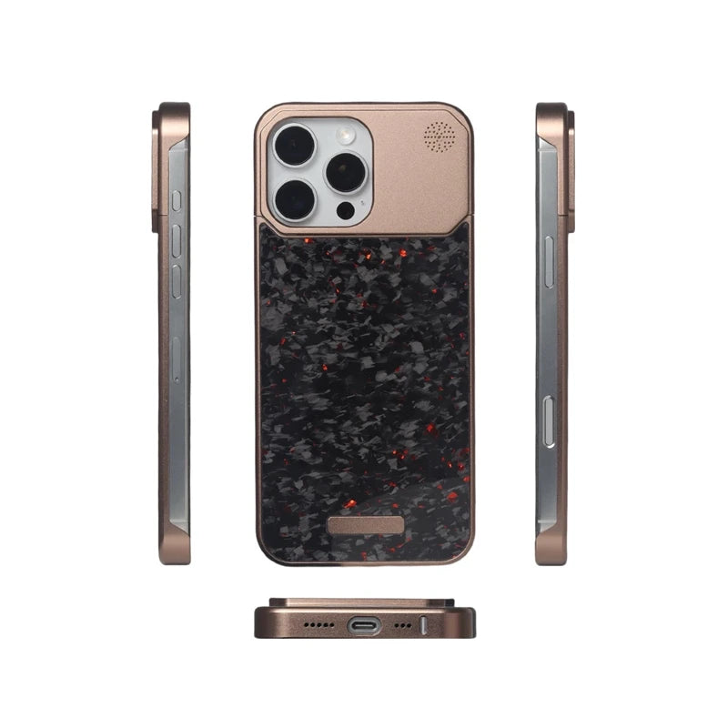 Luxury Forged Carbon Fiber Magsafe Phone Case For iPhone 16 16pro 15 Pro Max Wireless Charging Metal Frameless Shockproof Cover - Caseverse