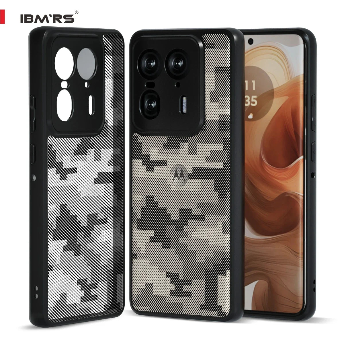 IBMRS for Motorola Edge 50 Ultra Case,(Military-Grade Protection) Shockproof Translucent  Phone Case(Camo Black) - Caseverse