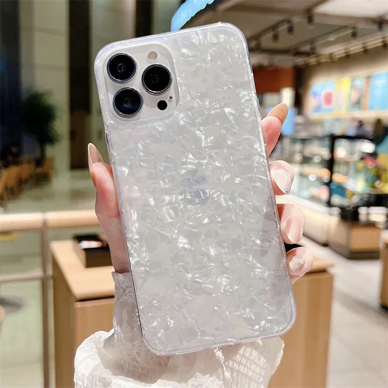 Cute Glitter Marble Silicone Case For iphone 16 15 14 12 13 Mini 11 Pro Max Plus Silicone Soft TPU Back Phone Cases Cover - Caseverse