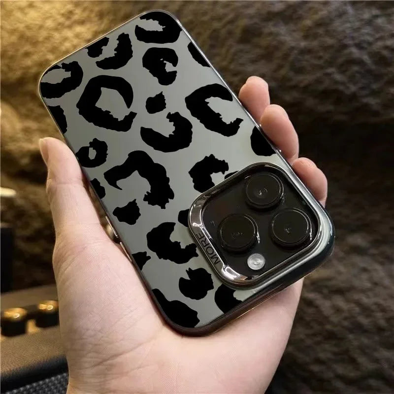 Leopard Print Electroplate Silver Phone Case for Xiaomi 14T Pro Cases Mi 13 12 11 Lite 14 13T 12T Poco M6 X5 X6 F5 F6 Pro Cover - Caseverse