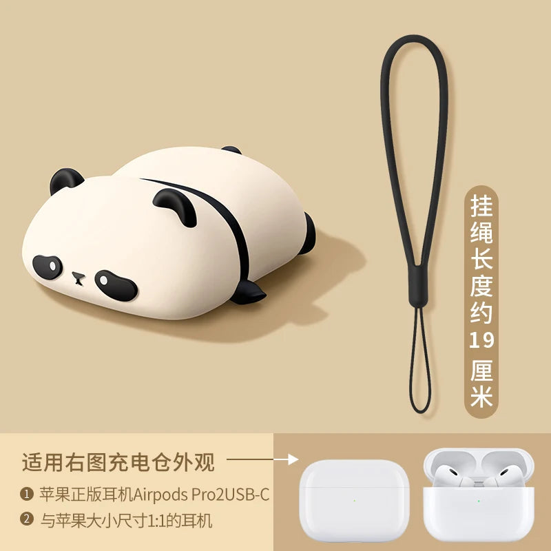Cute Lying Panda Headphone Case For AirPods 4 (2024) Airpod Pro 1 2 3 Bluetooth Earbuds Charging Box Protective Earphone Cover Caseverse