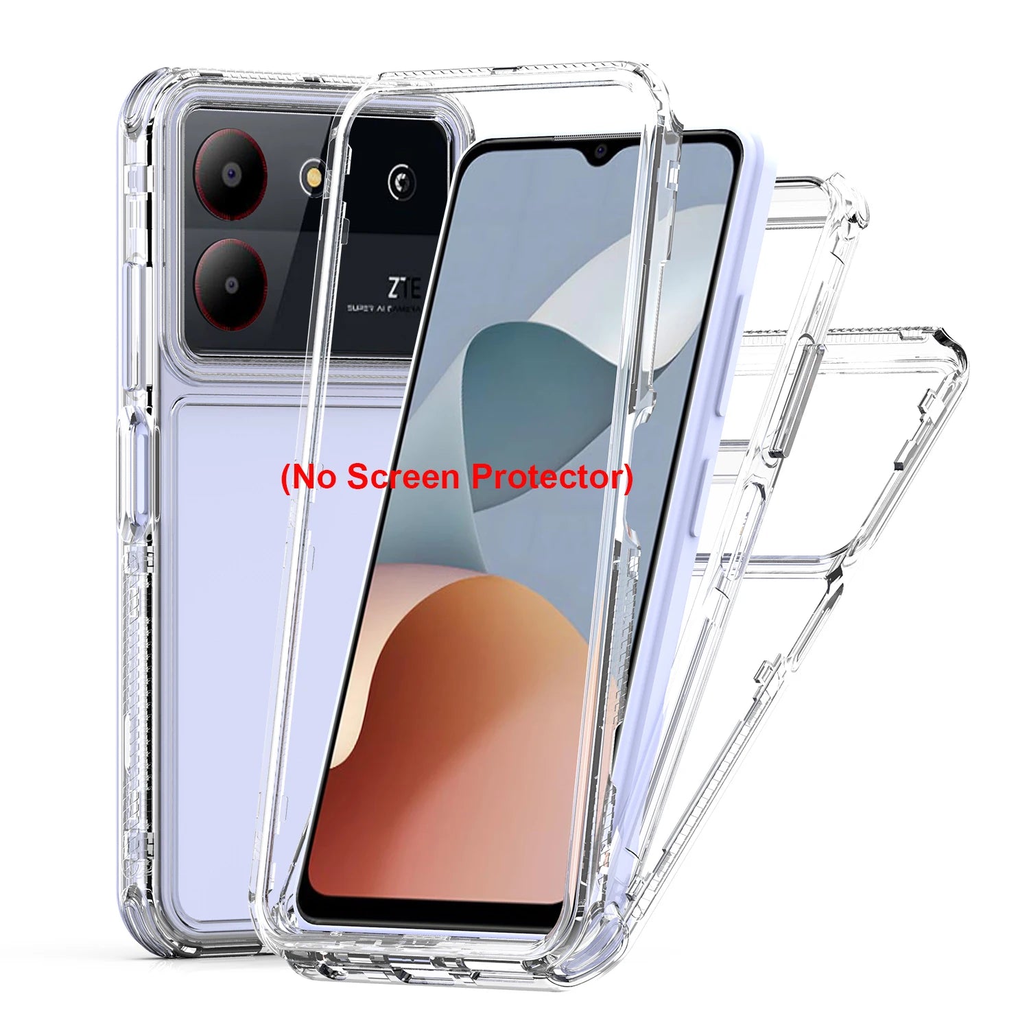 3 in 1 Rugged Armor Shockproof Phone Case For ZTE Blade A54 A34 6.6 inches Hard Plastic Frame Transparent TPU Back Cover Fundas - Caseverse