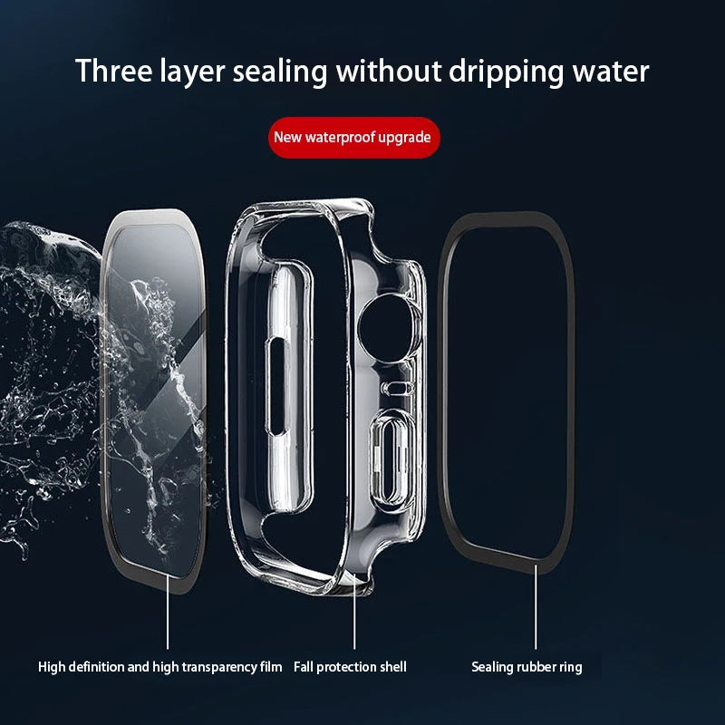 Electroplating Waterproof Case for Apple Watch Cover 41mm 40mm 45mm 44mm Screen Protector Glass Bumper iWatch 4 5 6 SE 7 8 9