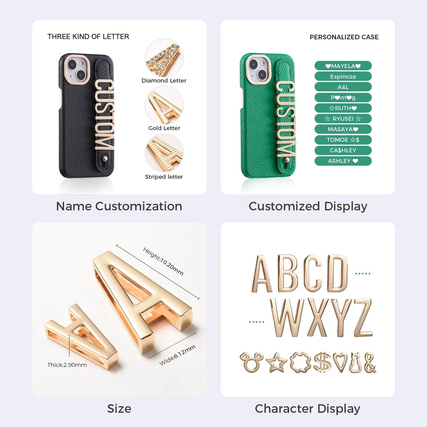 Leather Phone Case Custom Name Wristband Metal Gold Letters Personalized Cover for iPhone16 15 14 13 12 11ProMax 15 16plus Caseverse