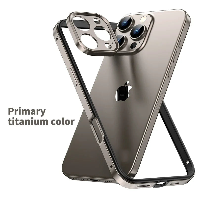 Camera Protection + Hybrid Silicone Frame Aluminum Metal Phone Case For iPhone 16 15 14 13 Pro Max Better Heat Bumper Caseverse