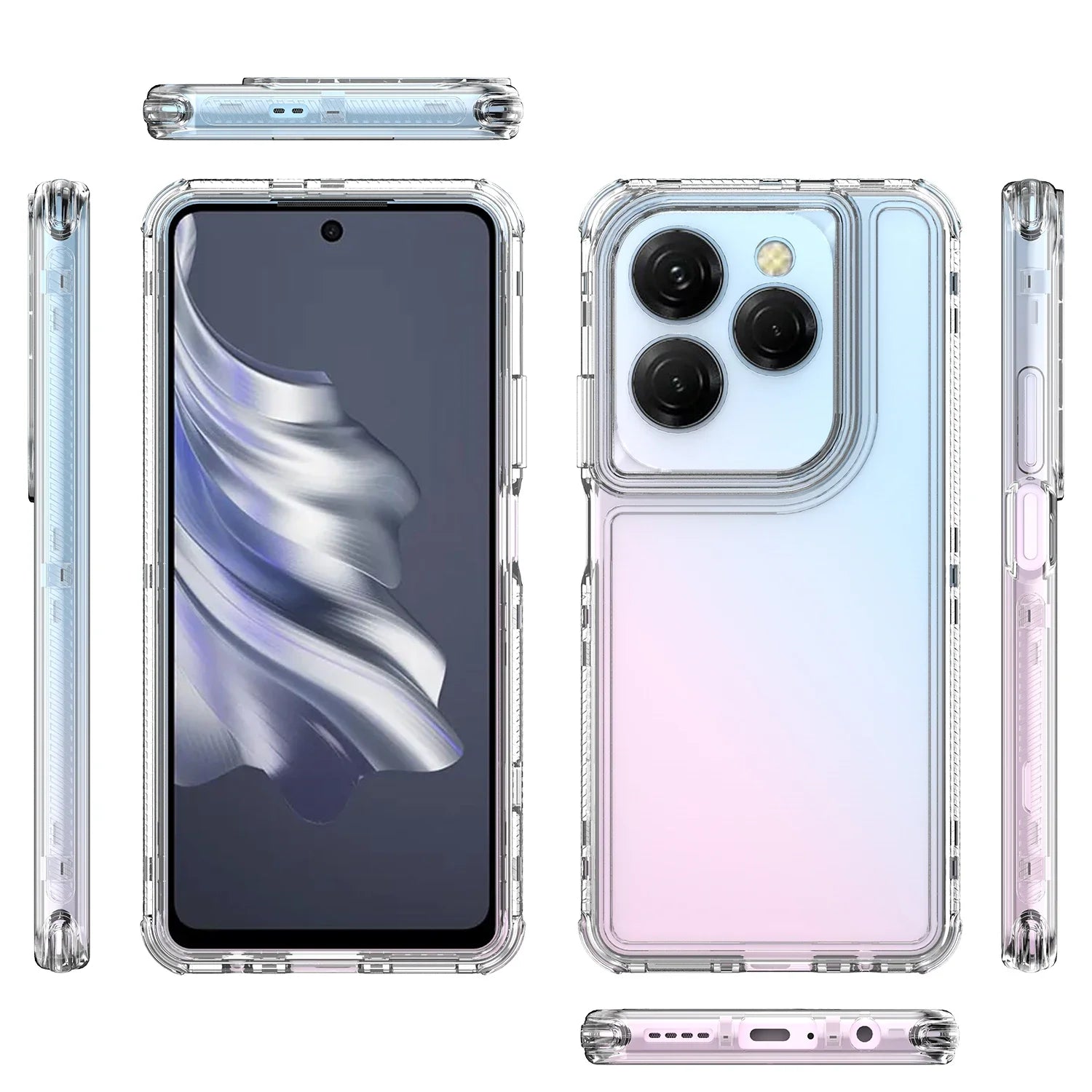 3 in 1 Rugged Armor Shockproof Phone Case For Infinix Hot 40 Pro X6837 Hard Plastic Frame Transparent TPU Back Cover Fundas - Caseverse