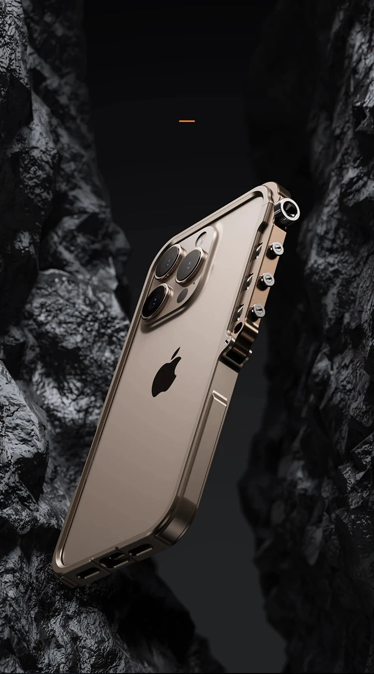 Luxury Aluminum Alloy Armor Frame Phone Case For iPhone 13 14 15 16 Pro Metal Removable Shockproof Cover